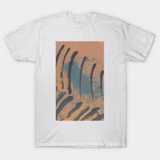 "Fragile Anger" - Orange and Blue Abstract Artwork Markmaking Line Modern Art T-Shirt